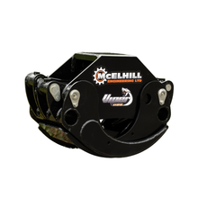 Load image into Gallery viewer, Viper 1100 timber grab, angled view showing closed jaw and rotator cylinder