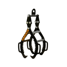 Load image into Gallery viewer, McElhill Engineering The Fang handheld log grab, quad-arm Hardox steel jaws, front view